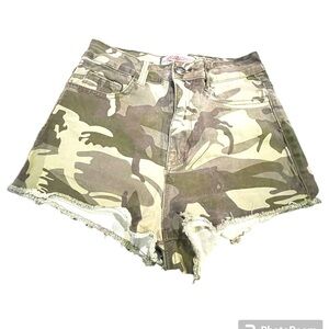 American Style Denim Modern Vintage Army Camouflage Iris Jeans Short Small